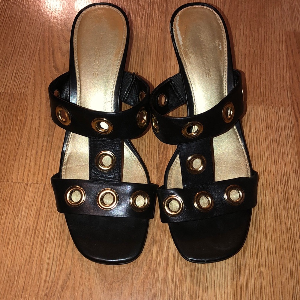 Black and Gold Liz Claiborne Slides